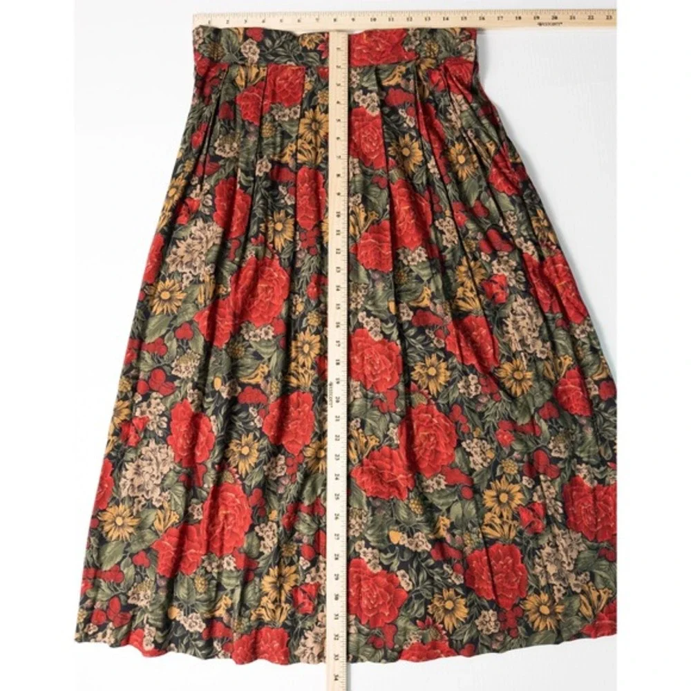 Vintage Worthington Floral Pleated Rayon Midi Skirt Size‎ 14 Garden Cottagecore
